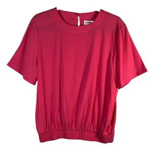 Vintage 90s Alfred‎ Dunner Bora Bora Pink Crinkle Blouse NWT Made in USA Sz 10